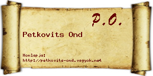 Petkovits Ond névjegykártya
